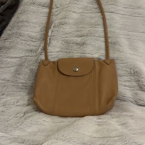 Long champ Le Pliage Cuir Leather Shoulder Bag Messenger Bag Beige
